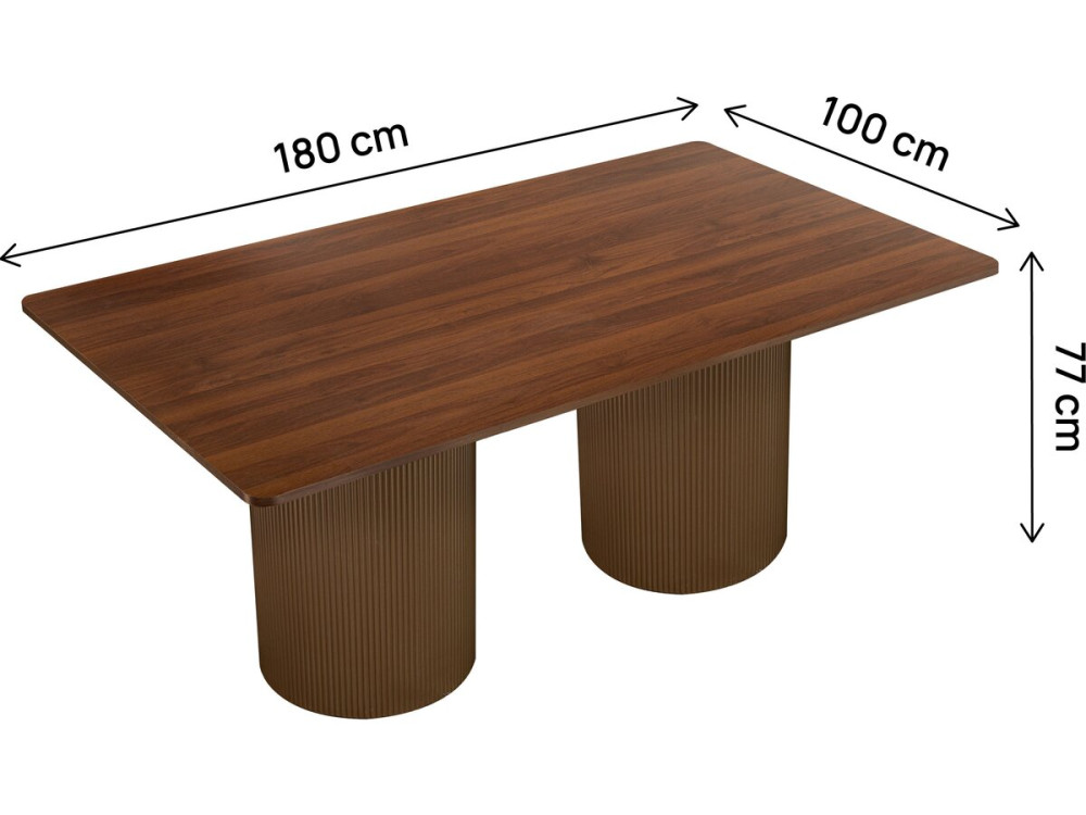 Zénith" ovale houten eettafel - 180 cm - 8 zitplaatsen - Bruin