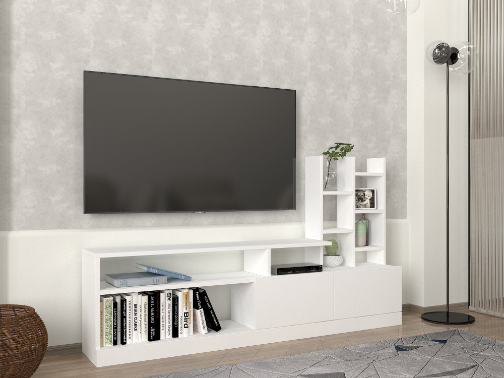 Houten TV-meubel "Dolunay" - 164 x 25 x 91 cm - Wit