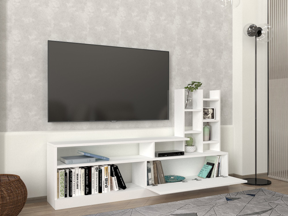 Houten TV-meubel "Dolunay" - 164 x 25 x 91 cm - Wit