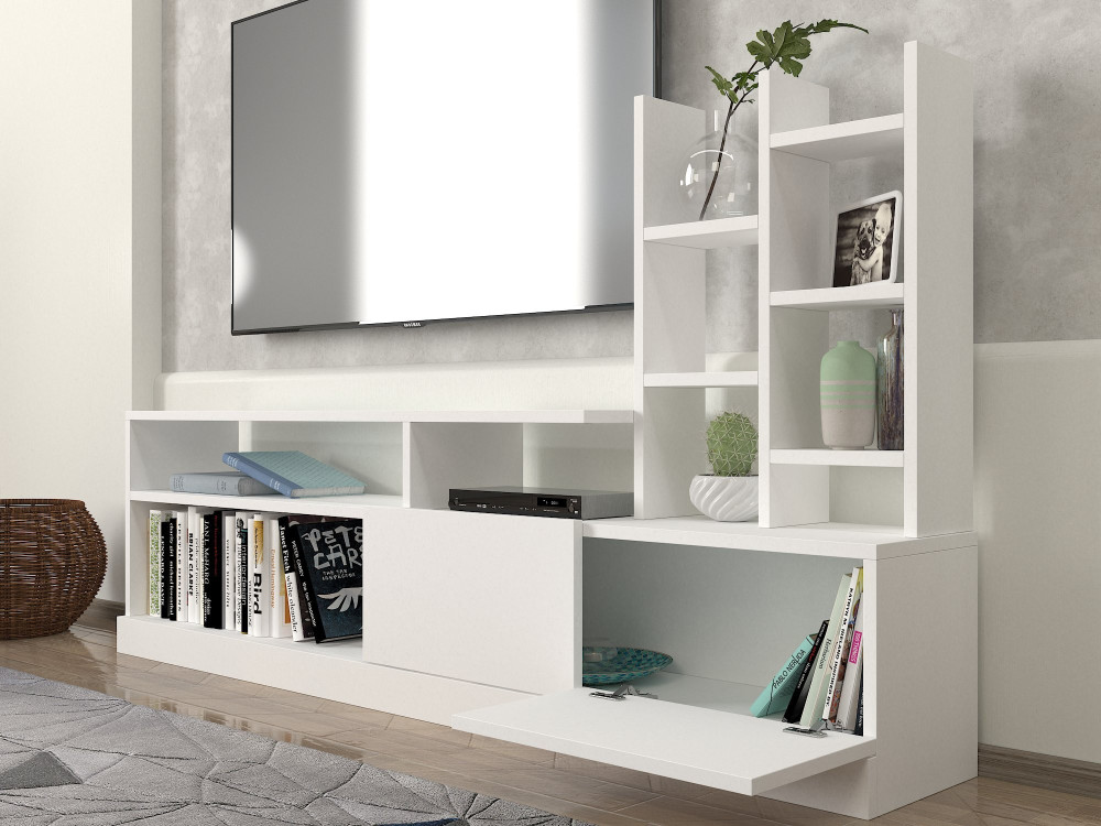 Houten TV-meubel "Dolunay" - 164 x 25 x 91 cm - Wit