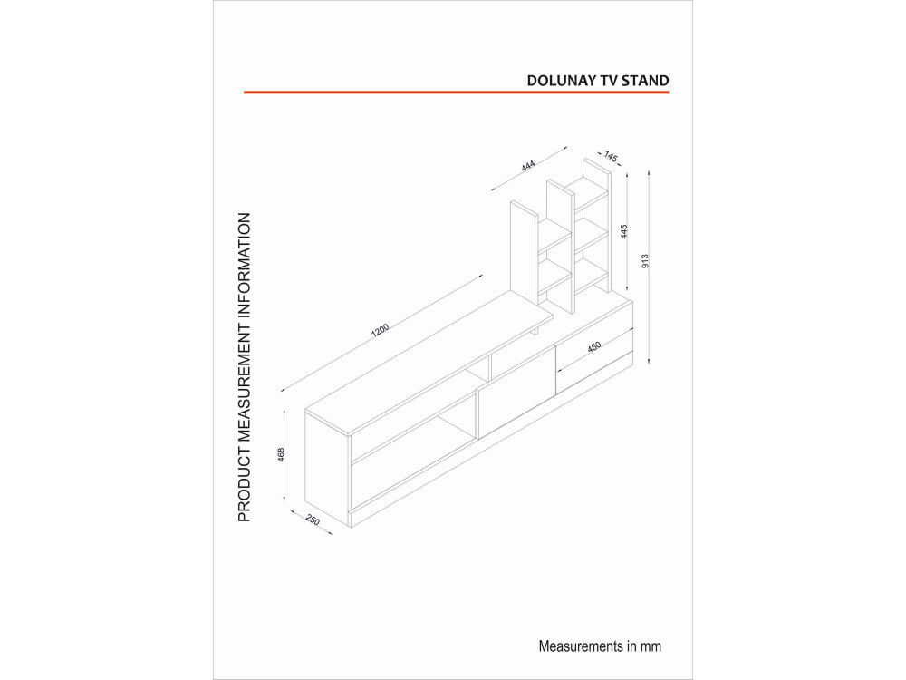 Houten TV-meubel "Dolunay" - 164 x 25 x 91 cm - Wit