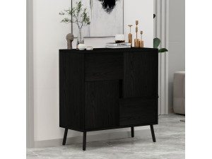 Houten multifunctionele kast "Darien" - 76,5 x 35 x 79,5 cm - Zwart hout 2