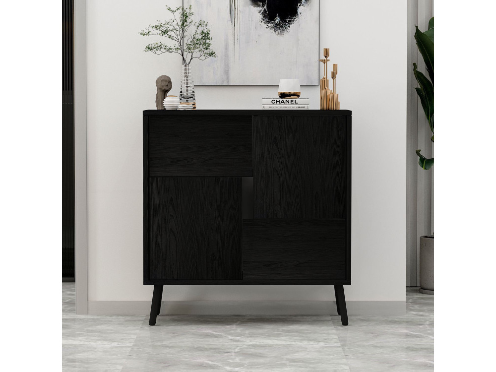 Houten multifunctionele kast "Darien" - 76,5 x 35 x 79,5 cm - Zwart hout