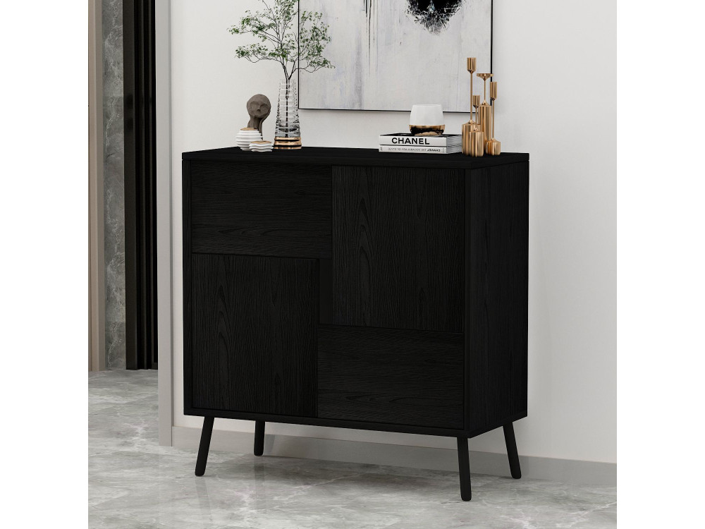 Houten multifunctionele kast "Darien" - 76,5 x 35 x 79,5 cm - Zwart hout