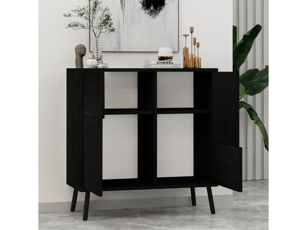 Houten multifunctionele kast "Darien" - 76,5 x 35 x 79,5 cm - Zwart hout