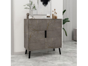 Houten multifunctionele kast "Darien" - 76,5 x 35 x 79,5 cm - Marmer 2