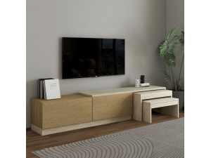 Nest" houten TV-meubel - 180 x 30 x 36 cm - Beige 2