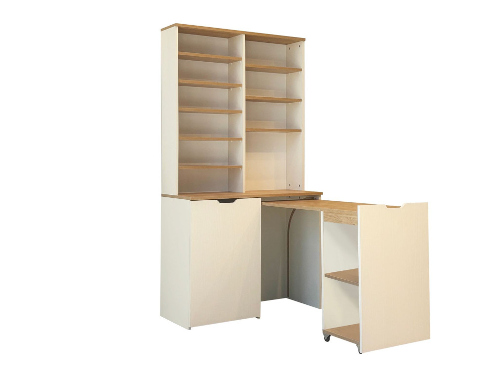 Flexa" houten koffiestandaard - 100 x 45 x 190 cm - Crème