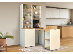Flexa" houten koffiestandaard - 100 x 45 x 190 cm - Crème 2