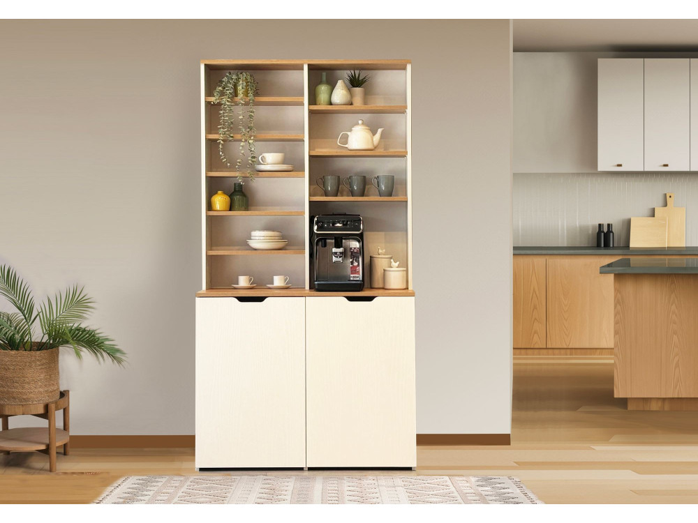 Flexa" houten koffiestandaard - 100 x 45 x 190 cm - Crème