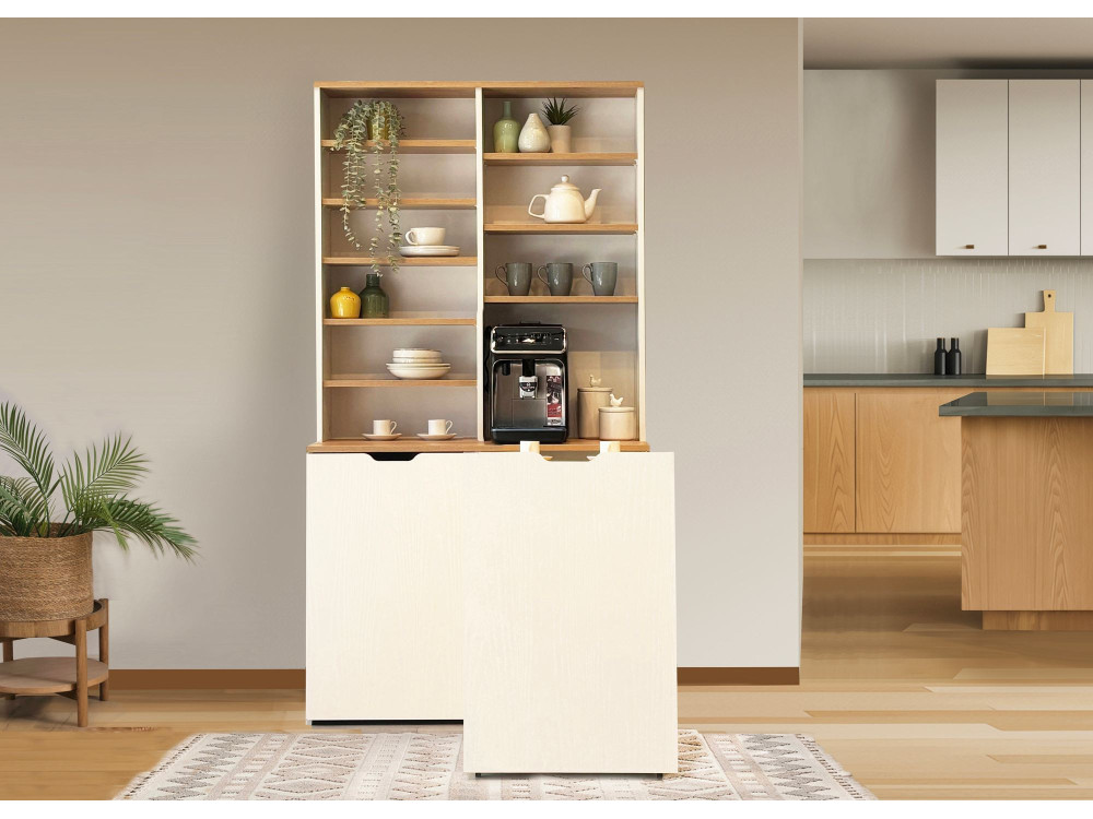 Flexa" houten koffiestandaard - 100 x 45 x 190 cm - Crème