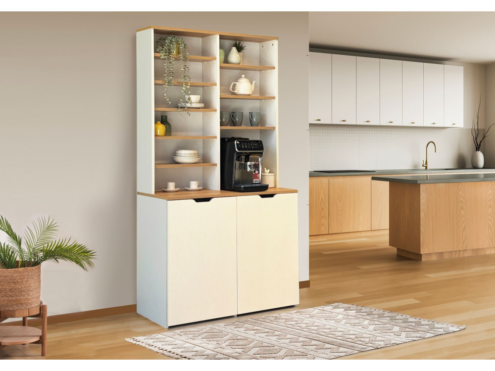 Flexa" houten koffiestandaard - 100 x 45 x 190 cm - Crème