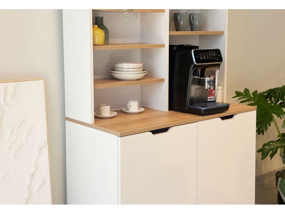 Flexa" houten koffiestandaard - 100 x 45 x 190 cm - Crème