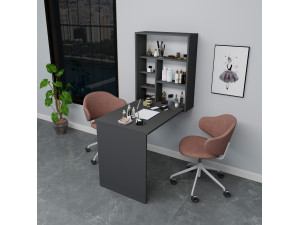 Houten make-up tafel "Sedir" - 90 x 59 x 74 cm - Antracietgrijs 2
