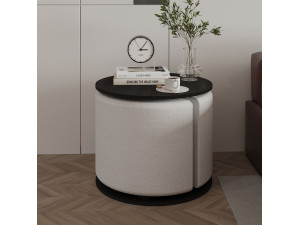 Houten bijzettafel "Vexana" met poef - 43 x 43 x 47 cm - Zwart 2