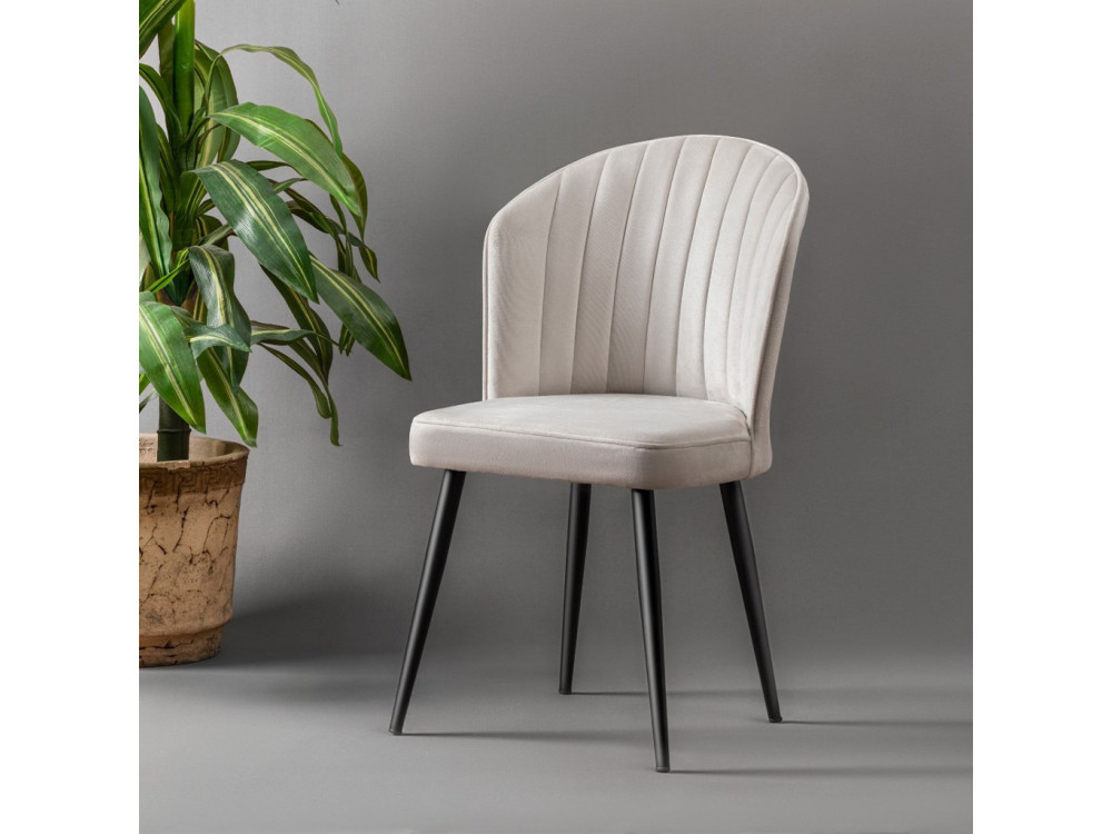 Set van 4 "Rubi" houten stoelen - 52 x 42 x 85 cm - Crème