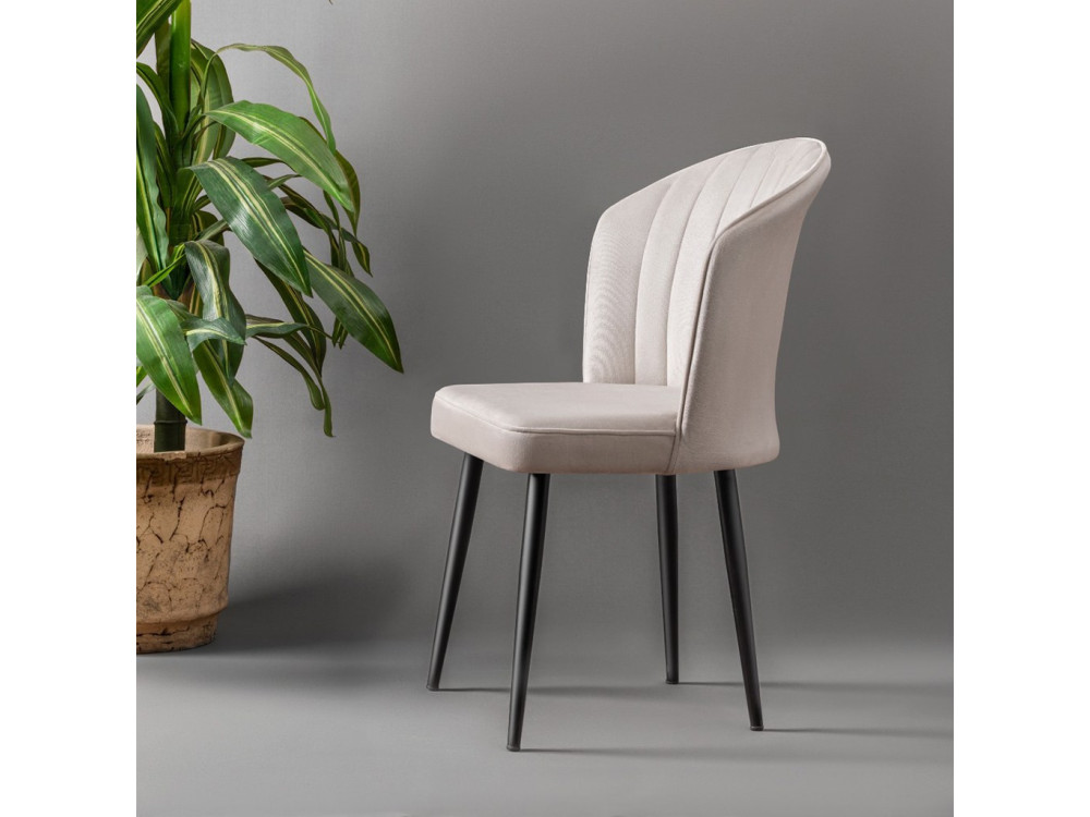 Set van 4 "Rubi" houten stoelen - 52 x 42 x 85 cm - Crème