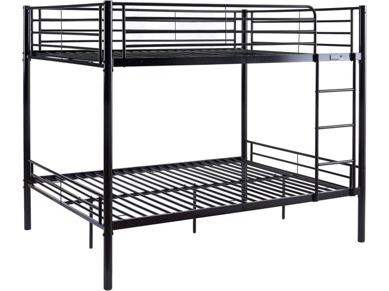 Stapelbed twee tweepersoonsbedden metaal "ADAM" - inclusief lattenbodem - 140 x 190 cm - Zwart