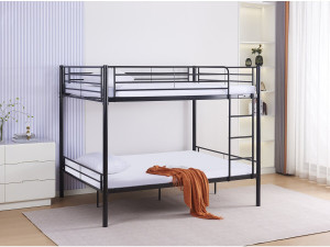 Stapelbed twee tweepersoonsbedden metaal "ADAM" - inclusief lattenbodem - 140 x 190 cm - Zwart 2
