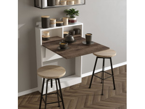 Bracked" inklapbare houten eettafel - 70 x 15 x 96 cm - Beige 2