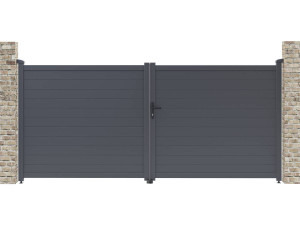 Tuinpoort dubbele poort aluminium "Marc" - 349,5 x 155,9 cm - Grijs
