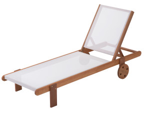 Ligbed houten ligstoel hardhout "Saïgon" - Maple - Ecru