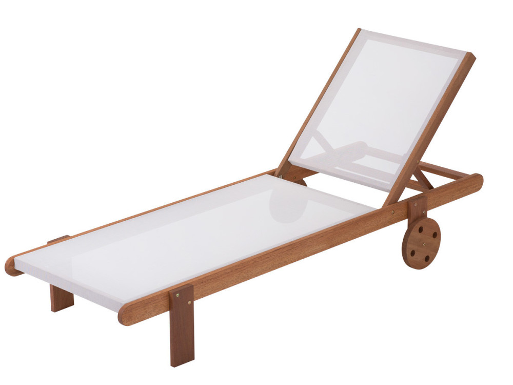 Ligbed houten ligstoel hardhout "Saïgon" - Maple - Ecru