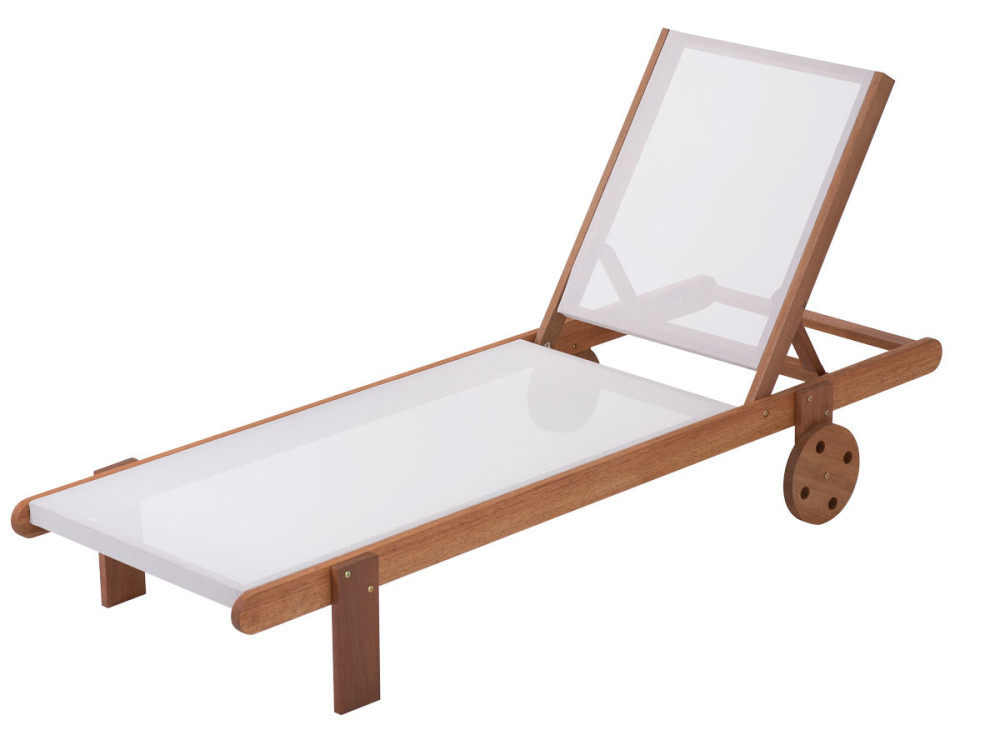 Ligbed set 2 houten ligstoelen hardhout "Saïgon" - Maple - Ecru