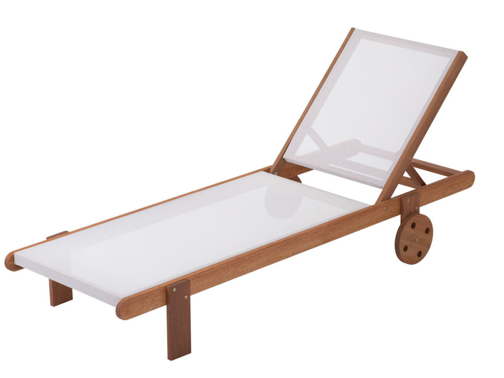 Ligbed set 2 houten ligstoelen hardhout "Saïgon" - Maple - Ecru
