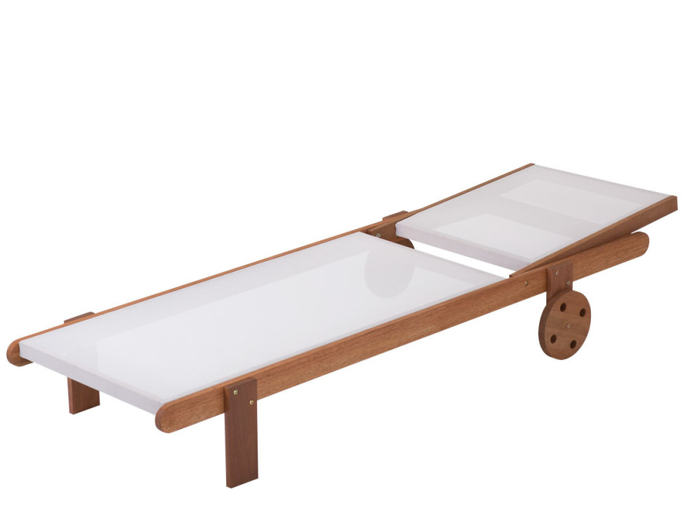 Ligbed set 2 houten ligstoelen hardhout "Saïgon" - Maple - Ecru