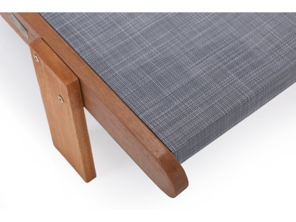 Ligbed houten ligstoel hardhout "Saïgon" - Maple - Grijs - Set 4 stuks