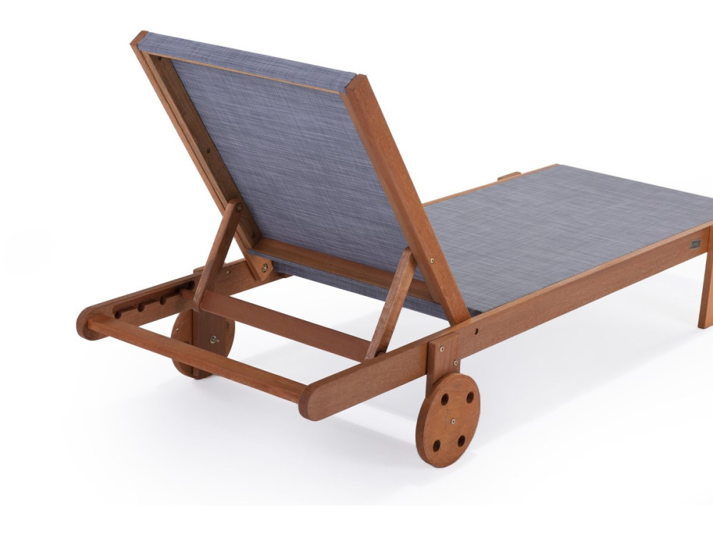 Ligbed houten ligstoel hardhout "Saïgon" - Maple - Grijs - Set 4 stuks