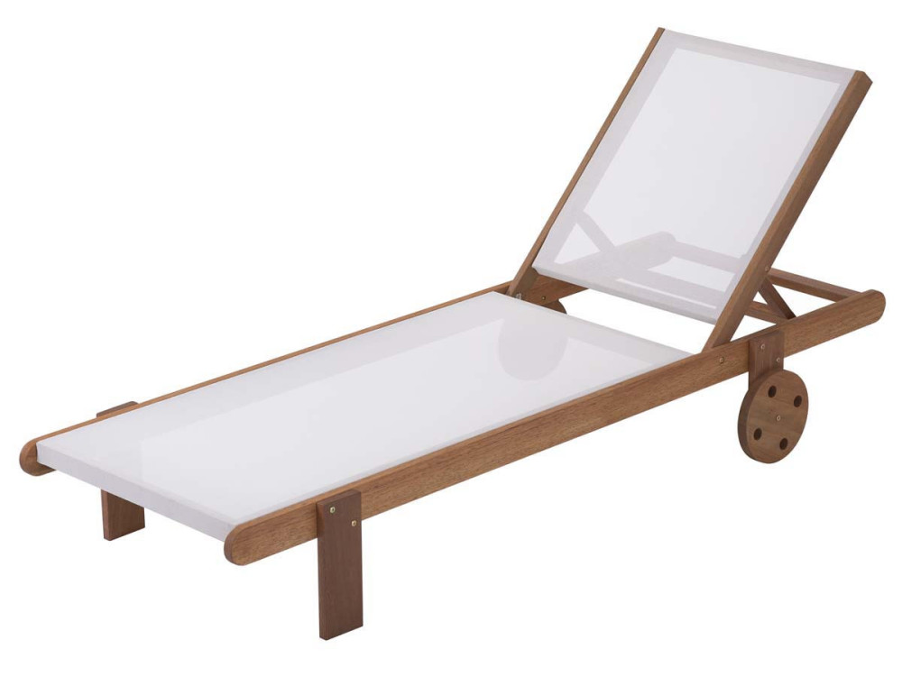 Ligbed houten ligstoel hardhout "Saïgon" - Maple - Ecru - Set 4 stuks