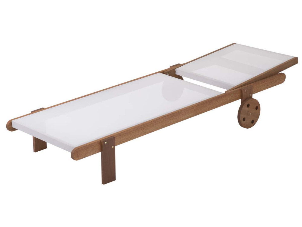 Ligbed houten ligstoel hardhout "Saïgon" - Maple - Ecru - Set 4 stuks