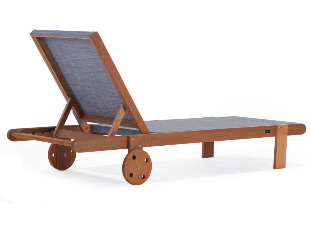 Ligbed set 2 houten ligstoelen hardhout "Saïgon" - Maple - Grijs