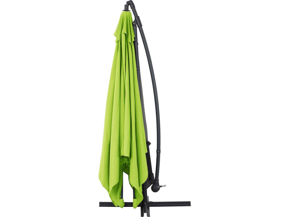 Parasol vrijhangend tuin zweefparasol Aluminium "Ilios 3" - Vierkant - 3 x 3 m - Groen - Inclusief parasolvoet tegel / parasolte