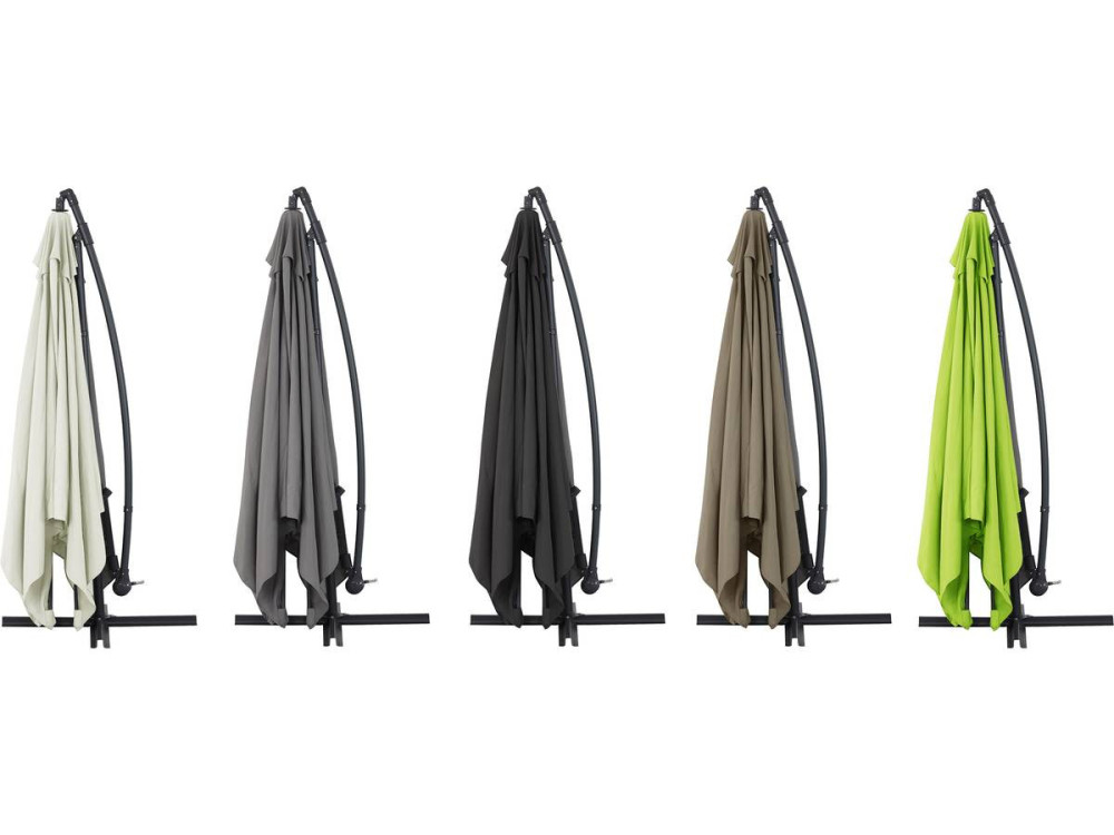 Parasol vrijhangend tuin zweefparasol Aluminium "Ilios 3" - Vierkant - 3 x 3 m - Groen - Inclusief parasolvoet tegel / parasolte