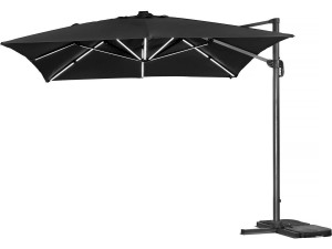 Parasol vrijhangend tuin zweefparasol led aluminium "Sun 3 Luxe" 3 x 3 m - Zwart
