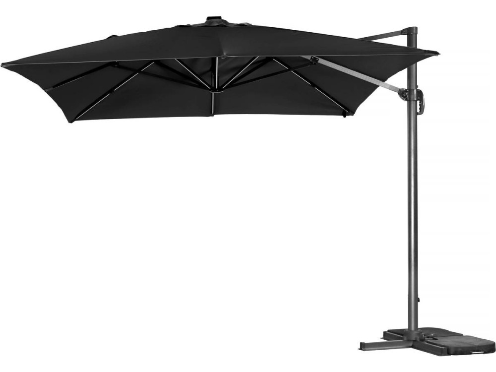 Parasol vrijhangend tuin zweefparasol led aluminium "Sun 3 Luxe" 3 x 3 m - Zwart