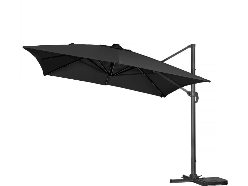 Parasol vrijhangend tuin zweefparasol led aluminium "Sun 3 Luxe" 3 x 3 m - Zwart