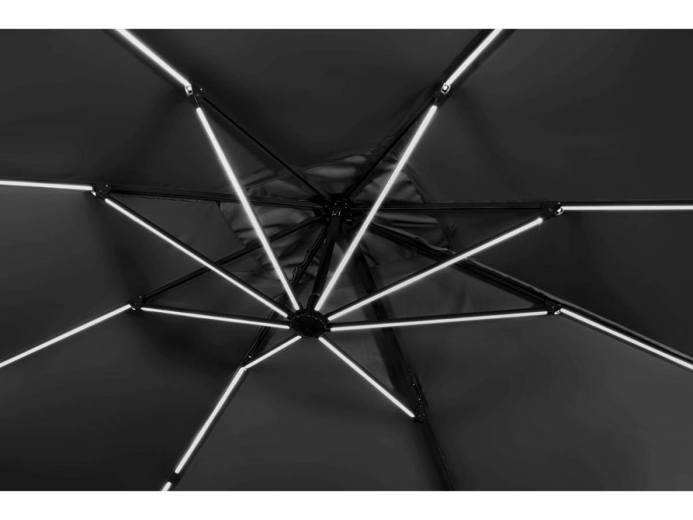 Parasol vrijhangend tuin zweefparasol led aluminium "Sun 3 Luxe" 3 x 3 m - Zwart