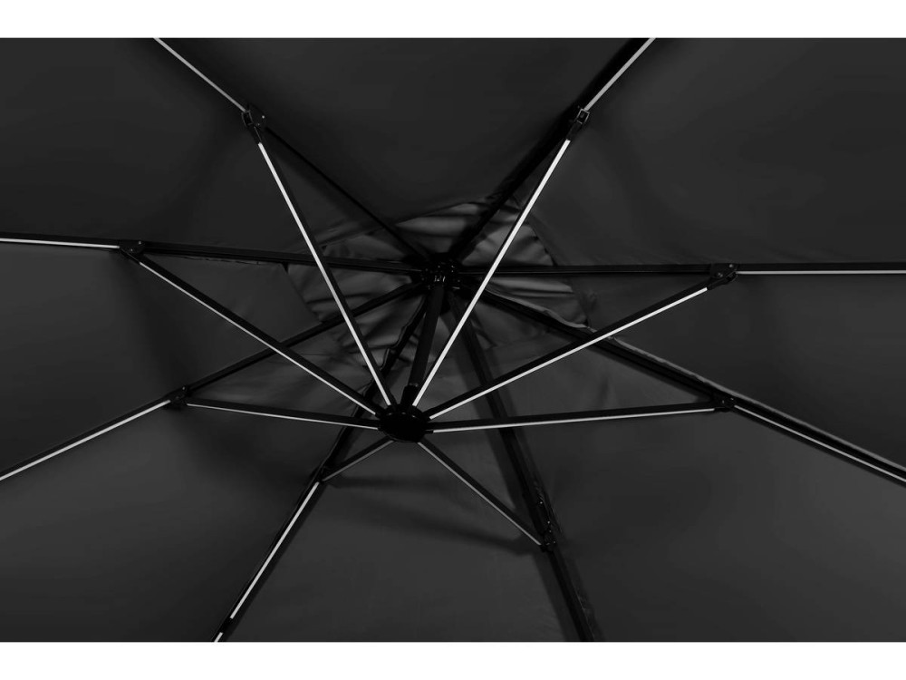 Parasol vrijhangend tuin zweefparasol led aluminium "Sun 3 Luxe" 3 x 3 m - Zwart