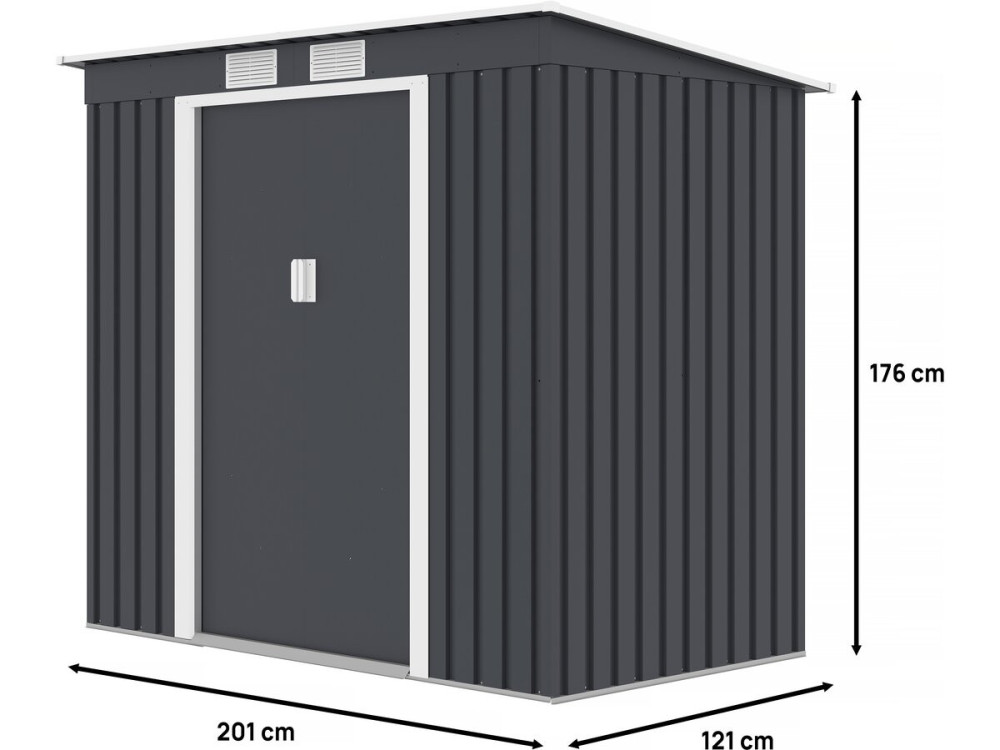 Metalen tuinhuis met enkel dak "Austin" 2,43 m² - Grijs