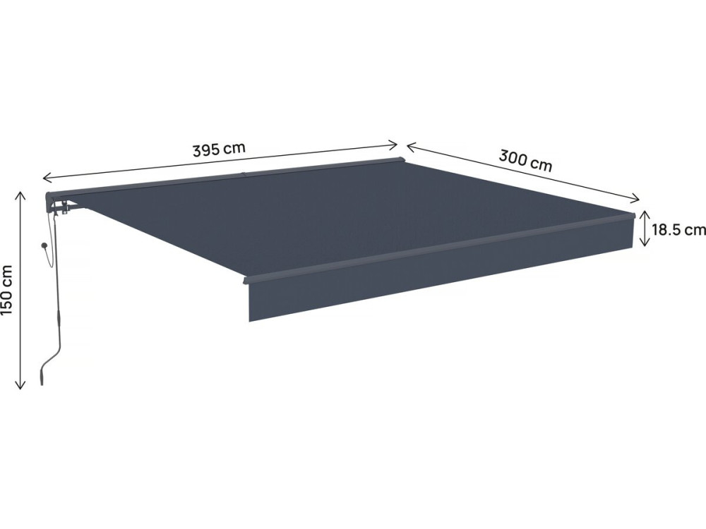 4 x 3 m "Ombra 4" gemotoriseerde oprolbare aluminium luifel - Antraciet grijs