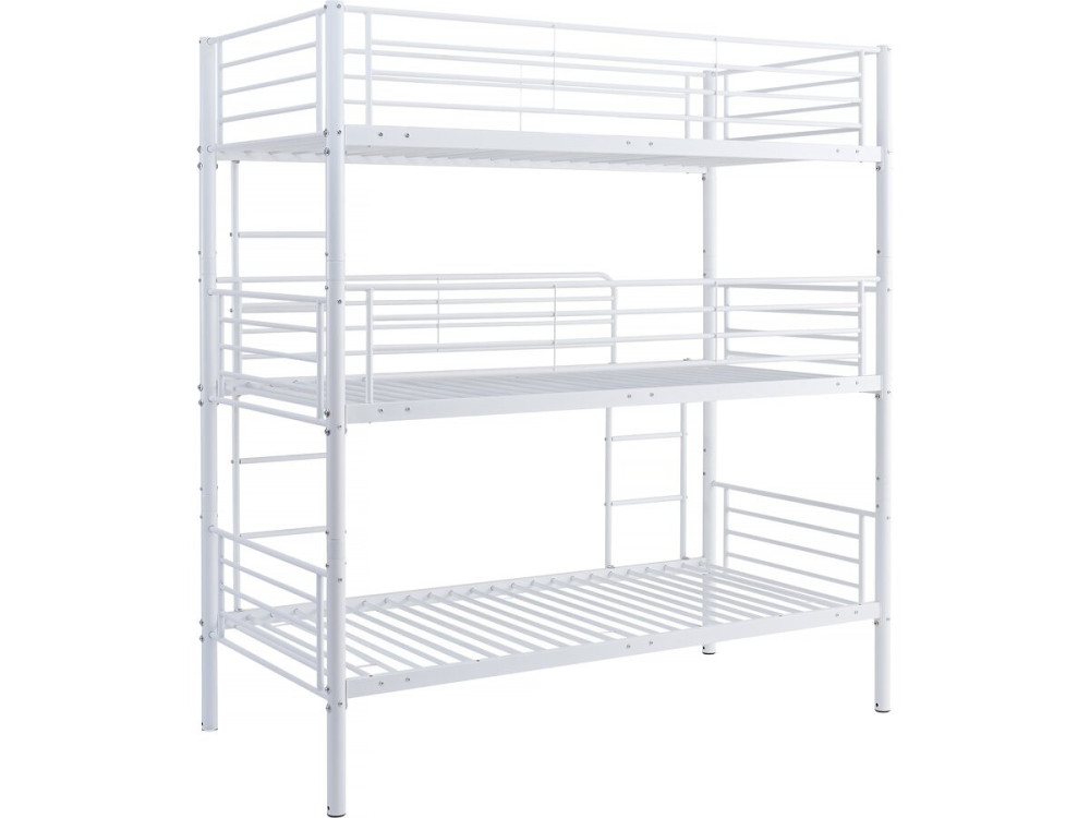 Stapelbed metaal 3 eenpersoonsbedden "Havin" - 90 x 190 cm - Wit