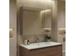 Badkamermeubel met spiegel "Side 80" - 79 x 16 x 66 cm - Dark Walnut 2