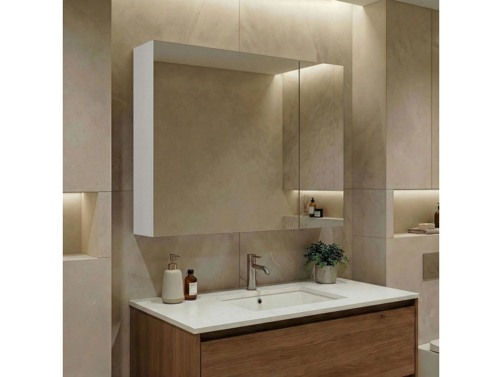 Badkamermeubel met spiegel "Side 80" - 79 x 16 x 66 cm - Matwit
