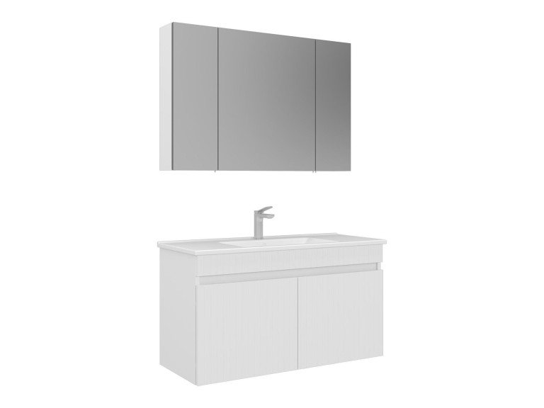 Wastafelmeubel met spiegel (2-delig) "Tivoli 100" - 100 x 45 x 66 cm - Matwit