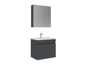 Wastafelmeubel met spiegel (2-delig) "Tivoli 65" - 65 x 45 x 57 cm - Mat antraciet