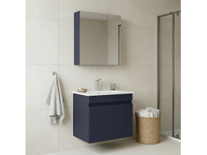 Wastafelmeubel met spiegel (2-delig) "Tivoli 65" - 65 x 45 x 57 cm - Mat marineblauw 2